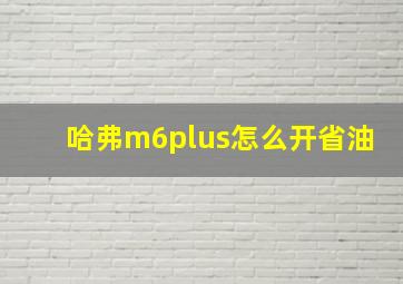 哈弗m6plus怎么开省油