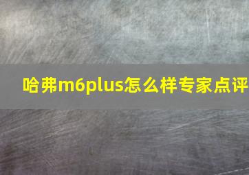 哈弗m6plus怎么样专家点评