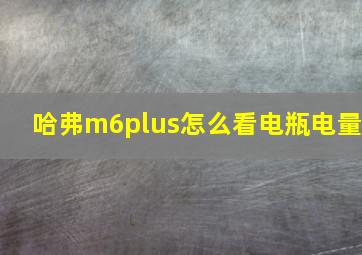 哈弗m6plus怎么看电瓶电量