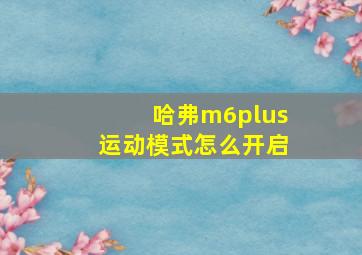 哈弗m6plus运动模式怎么开启