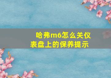 哈弗m6怎么关仪表盘上的保养提示