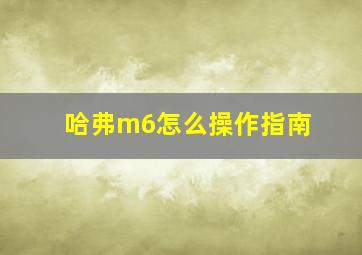 哈弗m6怎么操作指南