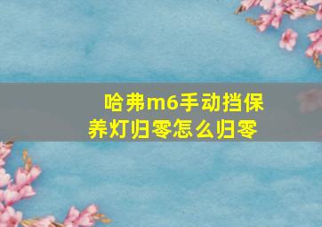 哈弗m6手动挡保养灯归零怎么归零