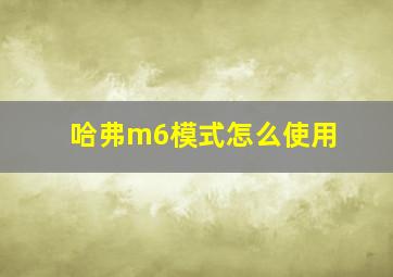 哈弗m6模式怎么使用