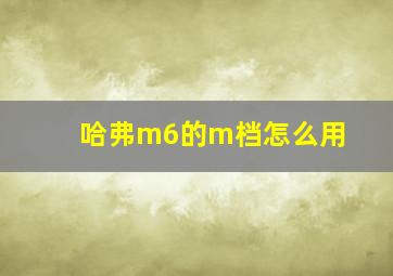 哈弗m6的m档怎么用