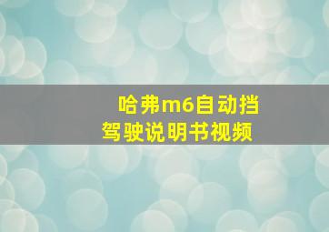 哈弗m6自动挡驾驶说明书视频