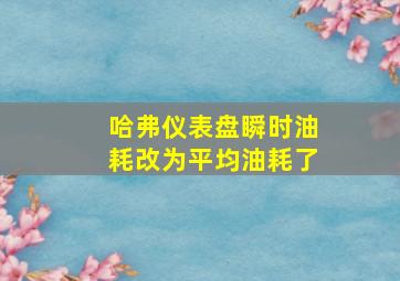 哈弗仪表盘瞬时油耗改为平均油耗了