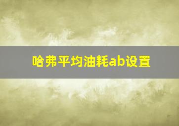 哈弗平均油耗ab设置