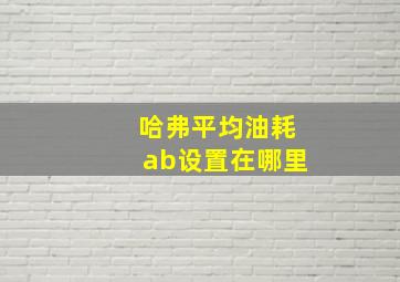 哈弗平均油耗ab设置在哪里