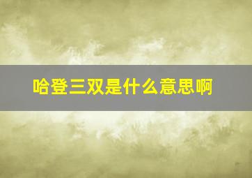 哈登三双是什么意思啊