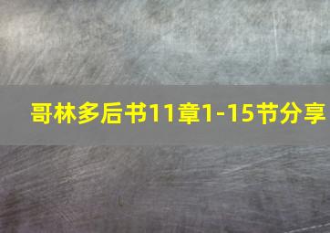 哥林多后书11章1-15节分享