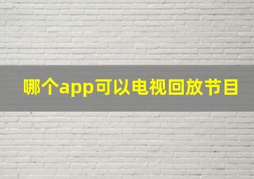 哪个app可以电视回放节目