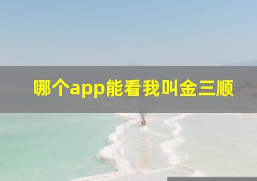 哪个app能看我叫金三顺