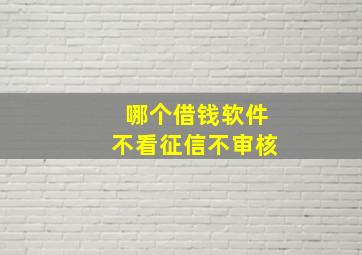 哪个借钱软件不看征信不审核