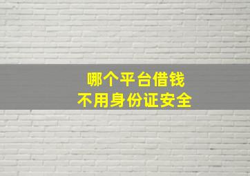 哪个平台借钱不用身份证安全