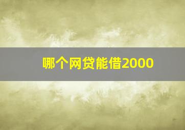 哪个网贷能借2000