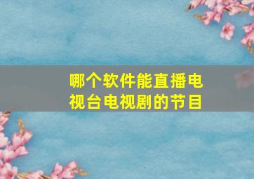 哪个软件能直播电视台电视剧的节目