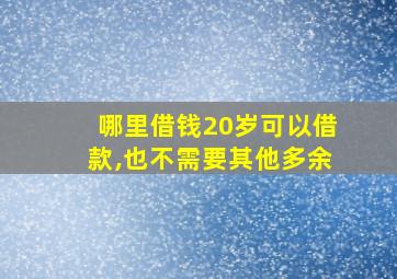 哪里借钱20岁可以借款,也不需要其他多余