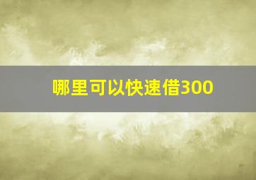 哪里可以快速借300