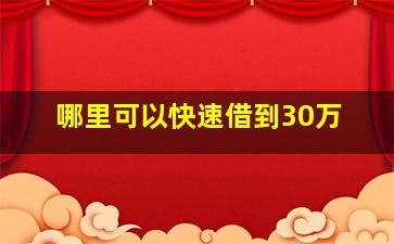 哪里可以快速借到30万