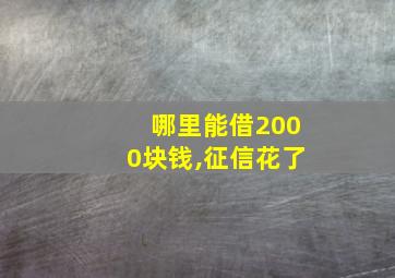 哪里能借2000块钱,征信花了