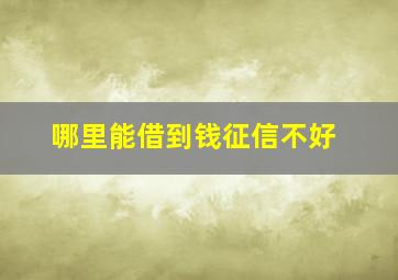 哪里能借到钱征信不好