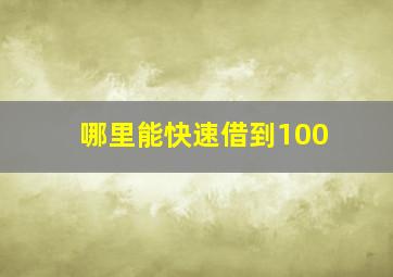 哪里能快速借到100