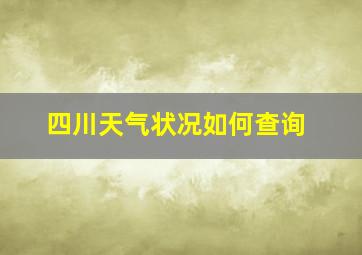 四川天气状况如何查询