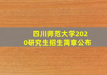 四川师范大学2020研究生招生简章公布