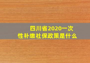 四川省2020一次性补缴社保政策是什么