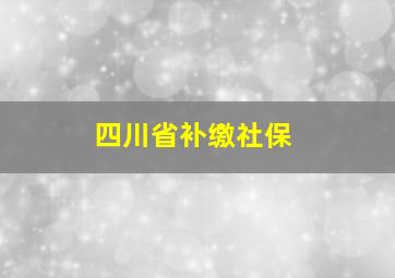 四川省补缴社保