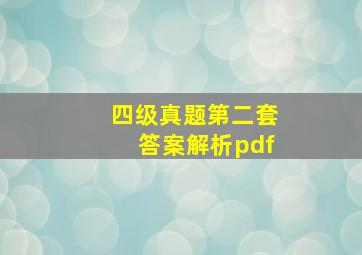 四级真题第二套答案解析pdf