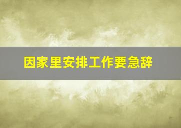 因家里安排工作要急辞