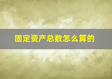 固定资产总数怎么算的