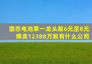 固态电池第一龙头股6元至8元爆卖12388万股有什么公司