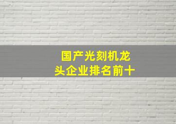 国产光刻机龙头企业排名前十