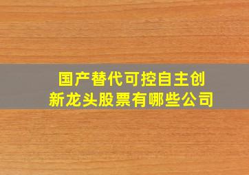 国产替代可控自主创新龙头股票有哪些公司