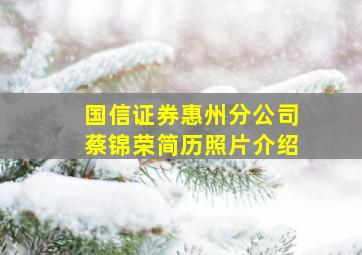 国信证券惠州分公司蔡锦荣简历照片介绍