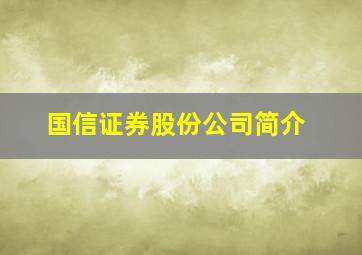 国信证券股份公司简介