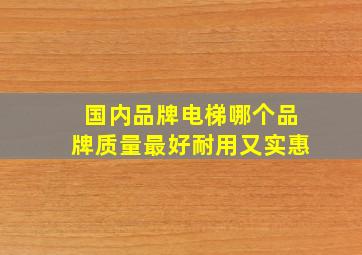 国内品牌电梯哪个品牌质量最好耐用又实惠