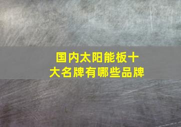 国内太阳能板十大名牌有哪些品牌