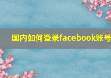 国内如何登录facebook账号