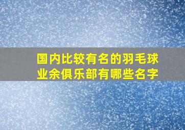 国内比较有名的羽毛球业余俱乐部有哪些名字