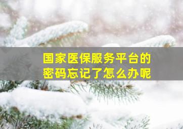 国家医保服务平台的密码忘记了怎么办呢