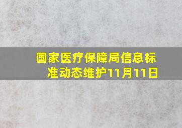 国家医疗保障局信息标准动态维护11月11日