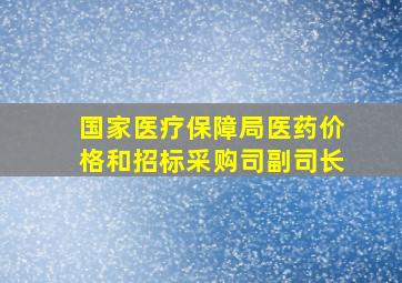 国家医疗保障局医药价格和招标采购司副司长