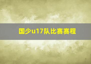 国少u17队比赛赛程