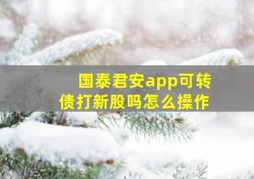 国泰君安app可转债打新股吗怎么操作