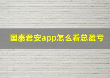 国泰君安app怎么看总盈亏