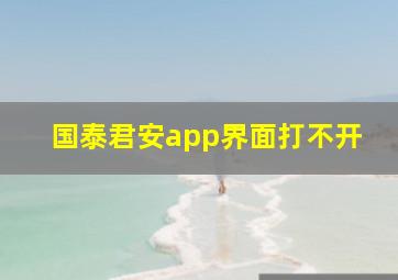 国泰君安app界面打不开